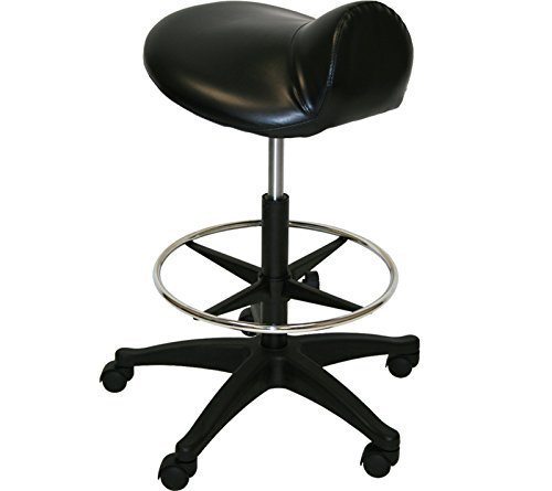Black Footrest Saddle Stool Tattoo Medical Doctor Dentist Spa Salon Equipment