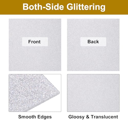Image of MECCANIXITY 1Pcs Silver Glitter Acrylic Sheets 1 /8 inch Thickness 12 inch x 12 inch Glossy PMMA Fluorescent Plastic Sheets Extruded Translucent Blanks for DIY Art Crafting Laser Cutting & Engraving