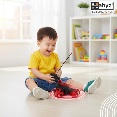 Image of abyz 360 Rotating RC Stunt Car - LED Lights, Sound, Off-Road Remote Control Vehicle for Kids and Adults (Red)