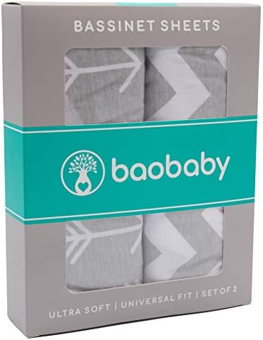 Bassinet Sheets for Baby Girl & Baby Boy | Nursery Bedding Mattress Cover & Changing Pad Cover | Universal Size Fitted Sheet for Bassinet for Baby & Mattress Pad | Ultra-Soft Cotton Fabric 2-Pack Set
