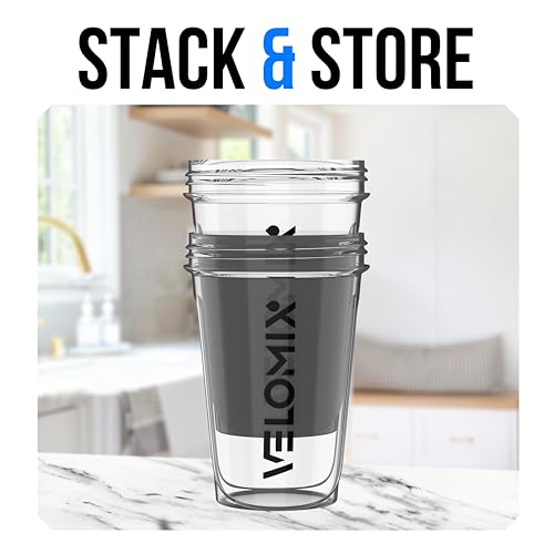 Image of VELOMIX -2 Pack- 20 oz Protein Shaker Bottles for Protein Mixes - 2x Wire Whisk | Leak Proof Shaker Cups for Protein Shakes and Pre Workout | Protein Shaker Bottle Pack (Clear Prime)