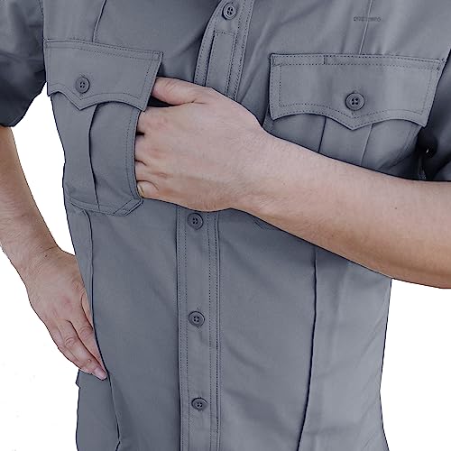 Image of First Class 100% Polyester Short & Long Sleeve Zippered Uniform Shirt 4 Pocket Hidden, Law Enforcement BDU Zipper Closure.
