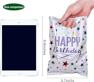 MAKABEE Medium(6.7 * 9.8inch) Happy Birthday Party Favor Bags 40 PCS Sustainable Goodies Loot Bags Bulk for Kids Baby Girls & Boys Birthday Return Gift 40 Packs