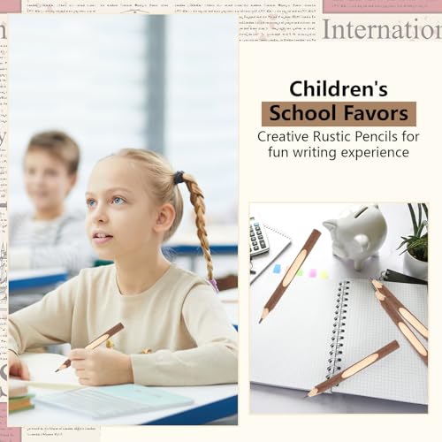 Wald Holzstifte, 12 Stück Zweig Bleistift Kinder, Holzbleistifte Mitgebsel, Holzfällerlook Kurze Stifte, Holzstifte Personalisiert, Bleistift Baum Dick für Kindergeburtstag Partygeschenk Schulbedarf