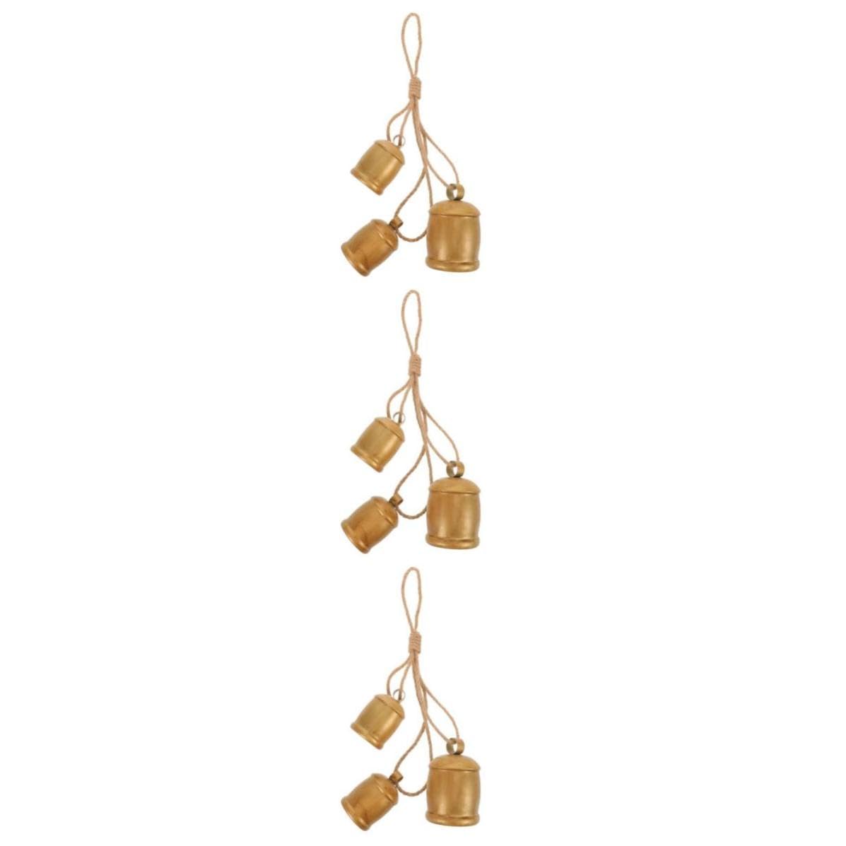 TOYANDONA 3 Piezas Campana Decorativa Navideña de Metal con Cuerda de Yute