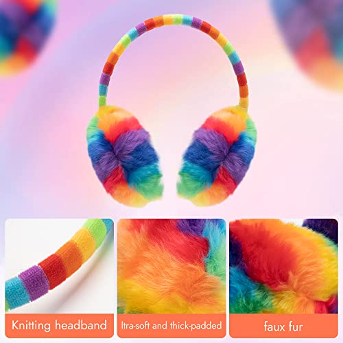 Ronrons Rainbow Color Earmuff Winter Plush Ear Muff Outdoor Ear Warmer Christmas Gifts For Kids Women Girls #TOP2