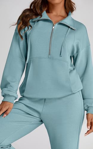 PRETTYGARDEN Long Sleeve Half Zip Sweatsuits Women 2 Piece Outfit Fall 2025 Casual Sweatshirt Sweatpants Lounge Set Tracksuit2