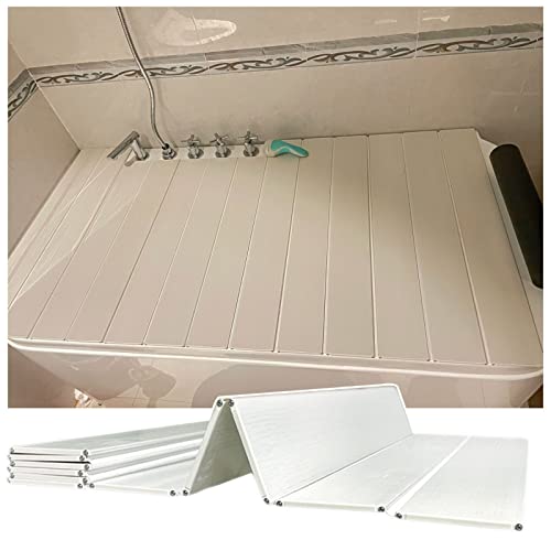LANRUEU Plegable PVC Cubierta de bañera, Espesar 0,6CM Blanco Tablero a Prueba Polvo, Impermeable Bandejas para Aislamiento para SPA Lujo o Lectura(70x138x0.6cm)