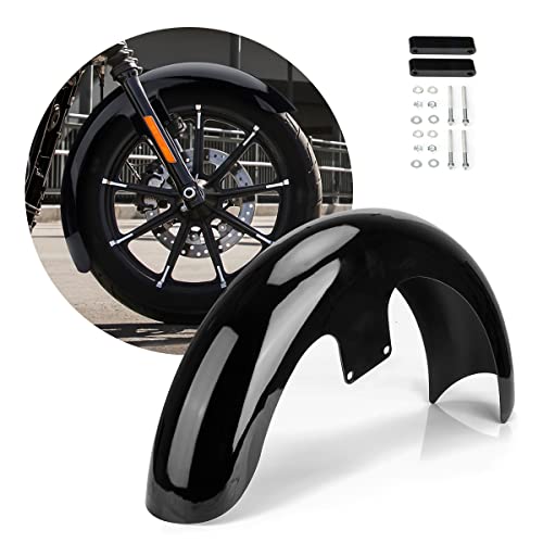 Motorcycle 19 Inch Mudguard Wheel Wrap Front Fender Fit For Harley Touring Electra Road King Glide Bagger (Vivid Black) #TOP4