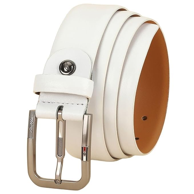 Genuine Leather Golf Belt for Men - 35mm Formal & Casual - Classic Business Dress Belt white color