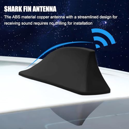 Image of Car Shark Fin Antenna Cover, Top Roof Aerial Base AM /FM Radio Signal Base with Adhesive Tape, Fashionable Automotive Top Decoration Replacement, Universal for Vehicles (Black)