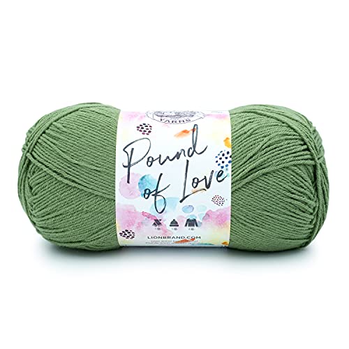 Image of Lion Brand Yarn Pound of Love, Large Value Yarn for Knitting, Crochet, and Crafts, Olive, 1 Pack | Large Skein Everyday Basic 100% Acrylic Worsted Weight Knit Fiber for Baby Blankets, Classic Afghans, Sweaters, Scarf Sets