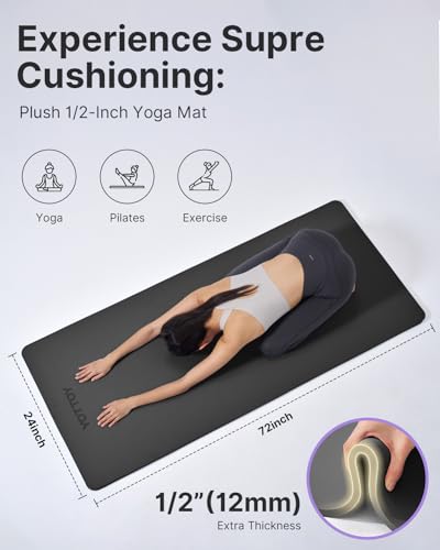 Image of YOTTOY Yoga Mat,Extra Thick Yoga Mat (1 /2inch),Professional TPE Exercise Mat,Non-Slip Workout Mat for Yoga, Pilates, Fitness, Barefoot Workouts, Home Gym Studio with Strap