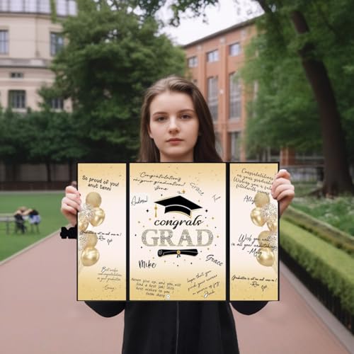 Image of SIHPTO Graduation Guest Book 2026 College Graduation Party Decorations,Black and Golden Graduation Signature Book,Class of 2026 Congrats Grad Guest Book Alternative, Graduation Gifts