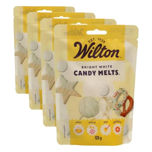 Wilton Candy Melts Blanco Brillante Caramelos para Derretir con Sabor Dulce y Cremoso para Moldear, Sumergir y Decorar, Optimas para Cake Pops, Dulces, Tartas y Postres Revestidos, 125 g