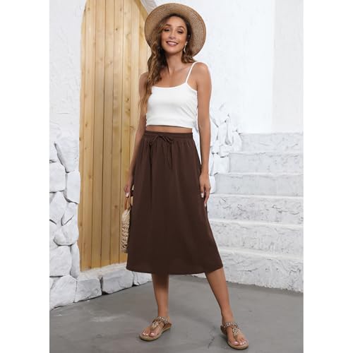 Image of Witsmile Flowy Skirt Elastic High Waist A-Line Skirt with Pockets Bohemia Cover-up for Women 2026 Trendy(S-2XL)