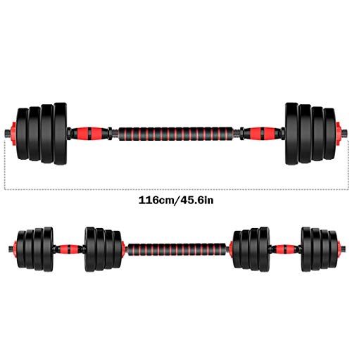 88.18LBS Dumbbell Weights Set for Home Gym, 45.6\" Adjustable Barbell Weight Set with Long Connecting Rod and Non-Slip Handle Easy-Adjusting Nut Durable Dumbbells Set for Men and Women - Thumbnail 6