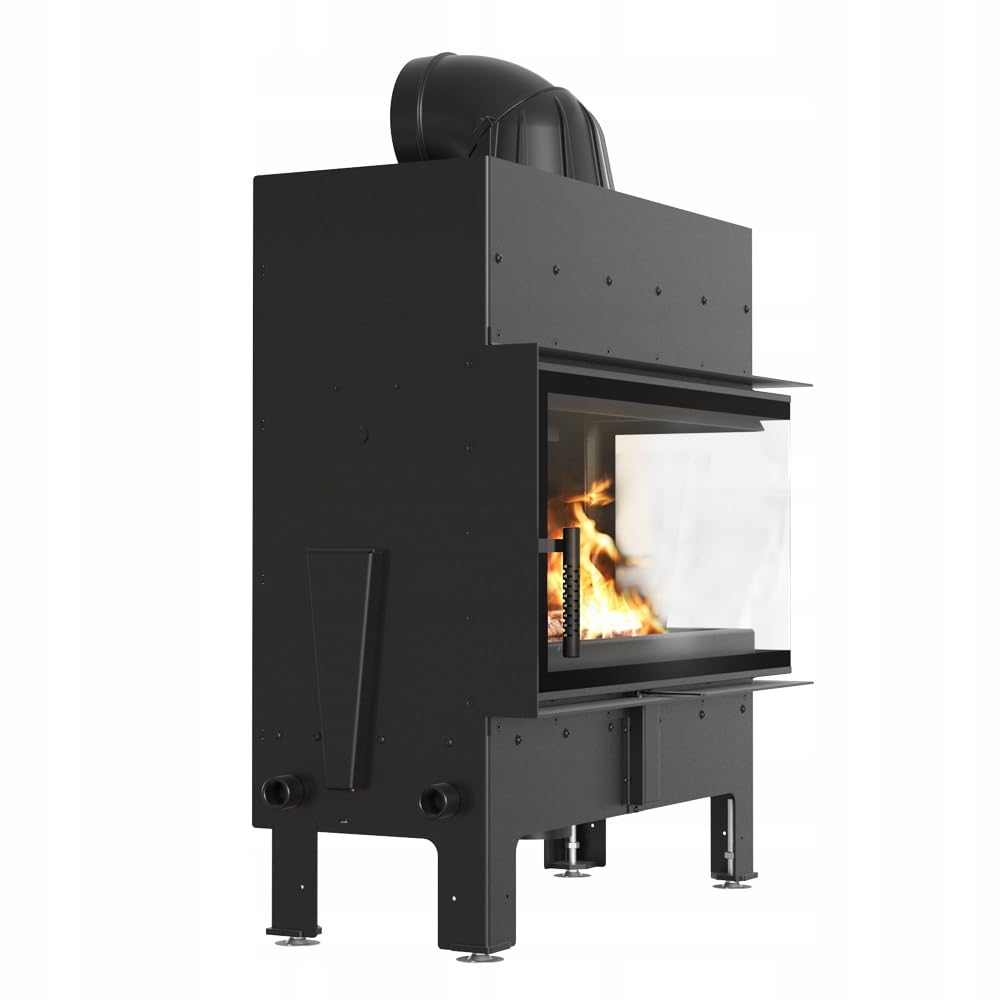 KRATKI Inserto per camino in acciaio a legna FLOKI 10 kW Ø200 destro A+ 12 | Acciaio nero, efficienza 83,6%, classe A+. Ecodesign, BImSchV 2; per recupero calore.; combustione efficiente; M destra fi