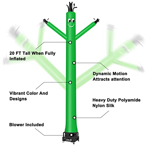 Image of MOUNTO 20ft Air Inflatable Tube Guy Puppet Dancing Man with 1HP Blower Complete Set (Green)