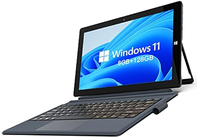 AWOW Windows 11 Tablet 10.1" with Keyboard, 8GB LPDDR4 128GB Storage Detachable 2 in 1 Laptop Touchscreen, Intel Celeron N4120, 2.4G/5G WiFi, Bluetooth4.2, USB3.0, HDMI, Dual Camera