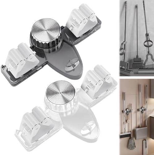 Favbal Mop Broom Holder,2pcs Stainless Steel Wall Mounted Organizer Non