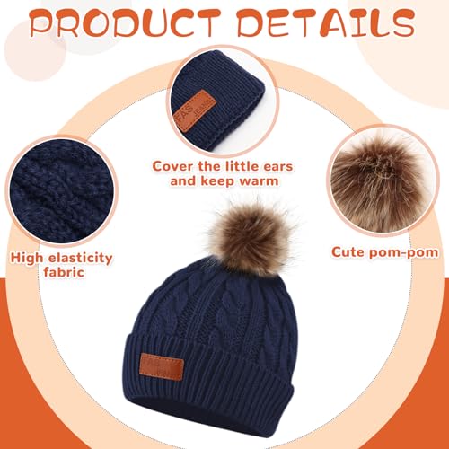 Liitrsh 12 Pcs Kids Winter Knitted Kids Winter Beanie Hat Scarf Gloves Set, Warm Boy Girl Pom Hat Scarf Gloves for 5-12 Years3