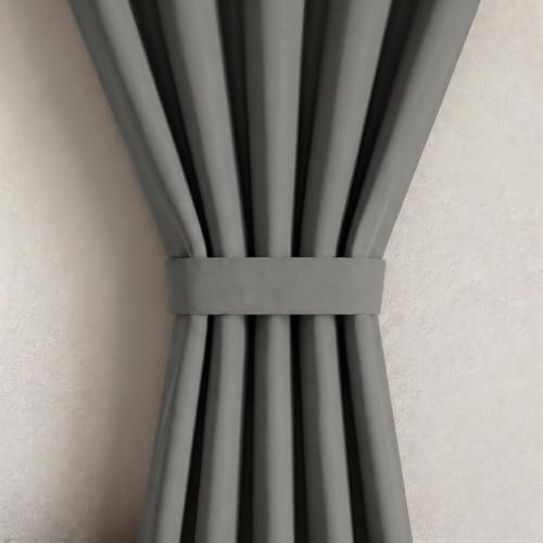 Image of Wakefit Solid Blackout Door Curtains 7 Feet | Set of 1 | Upto 92% Room Darkening Faux Silk Drapes | Thermal Insulated & Noise Reducing Curtains for Living Room & Home Decor | Dark Grey