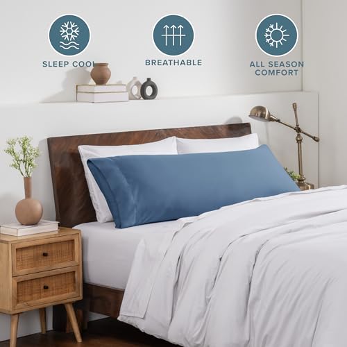 Image of Bare Home Microfiber Body Pillow Cover - Ultra Soft & Cooling - Double Brushed - Envelope Closure - Easy Care (21''x54'' Body Pillow Cover, Coronet Blue)