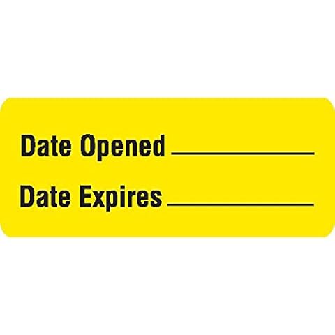Reagent Labels in Blister Packs"Date Opened_ Date Expires_" Yellow with Black Text 1.5"W x 0.625"H Cover