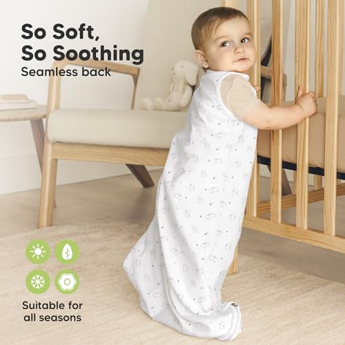Image of 2-Pack Organic Baby Sleep Sacks, 100% Cotton 0.5TOG (Bunnies, 0-6M) | Soft Breathable, Baby Wearable Blanket, Toddler Sleeping Sack 0-6 Months, Easy to Wear Transitional Swaddles for Newborns
