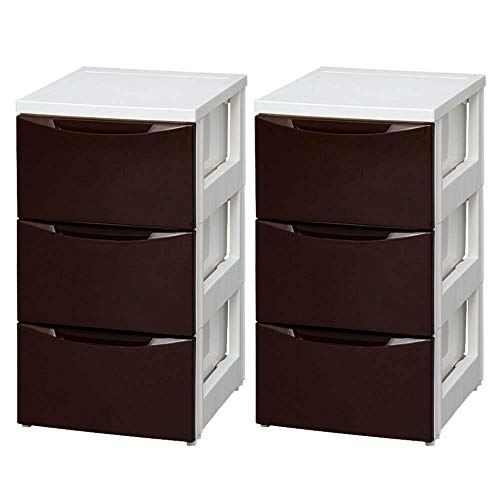 【2個セット】チェスト 3段 スリムチェスト COD-323 ホワイト/ブラウン