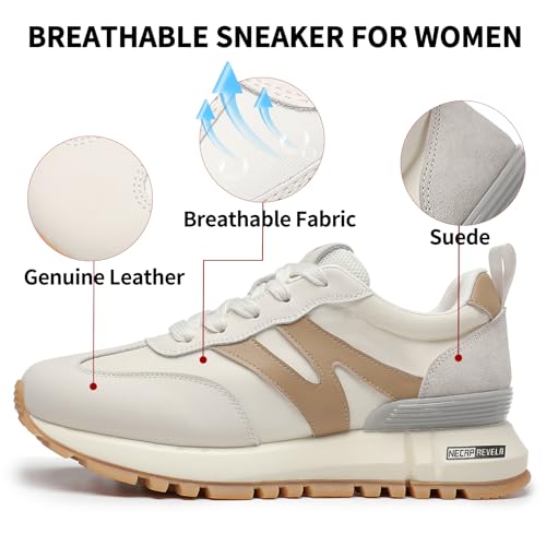 somiliss Sneakers for Women Genuine Leather Suede Patchwork Casual Lace Up Non-Slip Walking Shoes Comfortable Tennis Running Shoes Womens Fashion Sneakers2