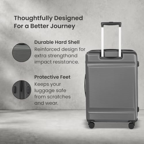 Image of SWISS MILITARY Pascal Lightweight PC Hard Large Check in Travel Luggage Trolley Bag with Anti-Theft Zippers & 3-Dial Lock, 360 Wheels, Wet Pocket & Aluminium Handle Suitcase Set of 3 -Grey