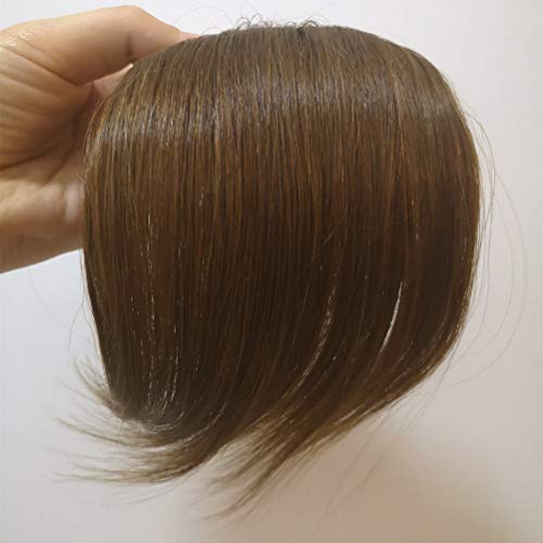 Thick Side Bangs Clip in Real Human Hair Bangs Natural Side Swept Bangs Soft Side Fringe Bangs Extensions,Light Brown Color