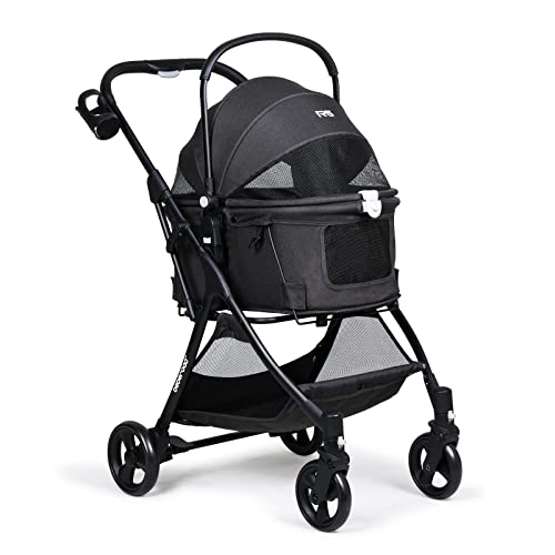 Hundebuggy mit Klappfunktion Pet-Stroller Hundewagen Buggy für Hunde und Katzen Haustierwagen Katzenbuggy, Für Mehrere Haustiere, Mittelgroße Hunde und Katzen, Schwarz Plus, 73 x 55 x 100 cm, 20KG