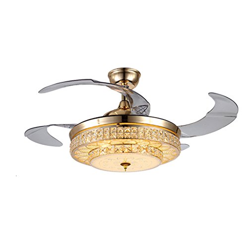 Ventilateur de plafond de luxe en cristal doré LiChA avec LED intégrée