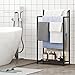 yeavs Freestanding Towel Rack, 3 Tier Blanket Ladder Stand with Black Wooden Shelf for Bathroom Living Room (31.5”H x 16.9”W x7.9”D)
