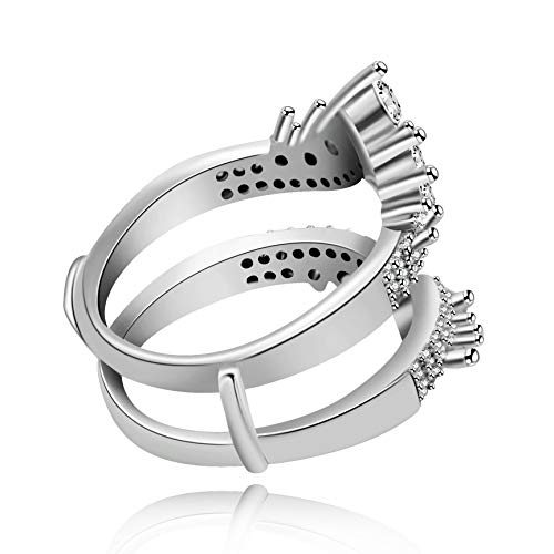 Uloveido Simulated Diamond Princess Crown Ring Wraps and Enhancers Wedding Engagement Rings Guard Enhancer4