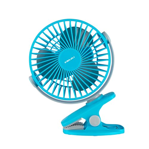 Bajaj Pygmy Mini Fan 110MM | USB Charging | Multi-Clip Function |...