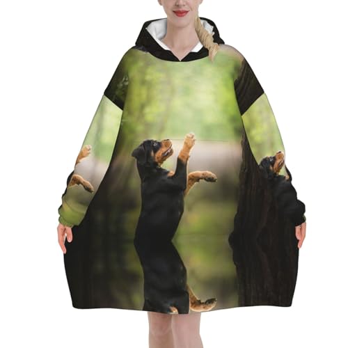 Couverture pull flanelle chiots Rottweiler, cadeau idéal femme