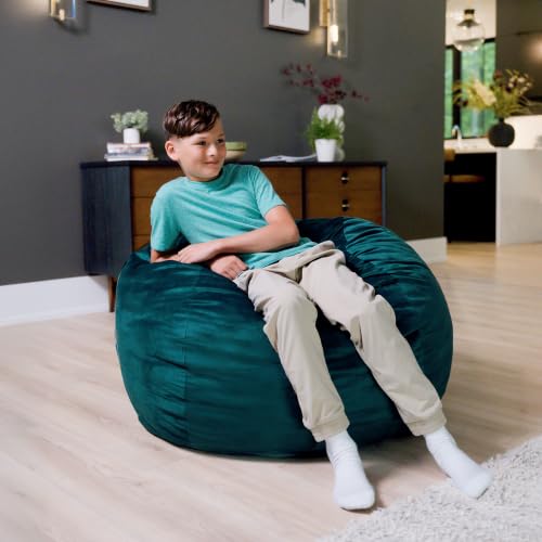 Image of Big Joe Fuf 3.5Ft Foam Bean Bag Chair for Kids, Teens, Mediterranean Plush Polyester, 3.5 Foot Large Ultra-Soft Seat for Gaming, Bedroom, Reading Nook | Premium Shredded Foam Filled, Plush, Safe for Kids Ages 3 and Up, Supports Up to 200 lbs