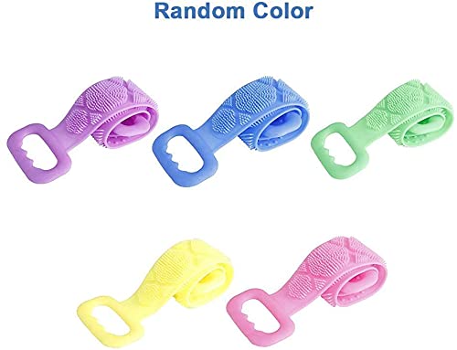 Krupanidhi Body Wash Silicone Body Scrubber Belt Double Side Shower Belt Removes Bath Towel Waterproof Easy Foot Cleaner Cleaning Brush Scrubber for baby (Random Color) 2