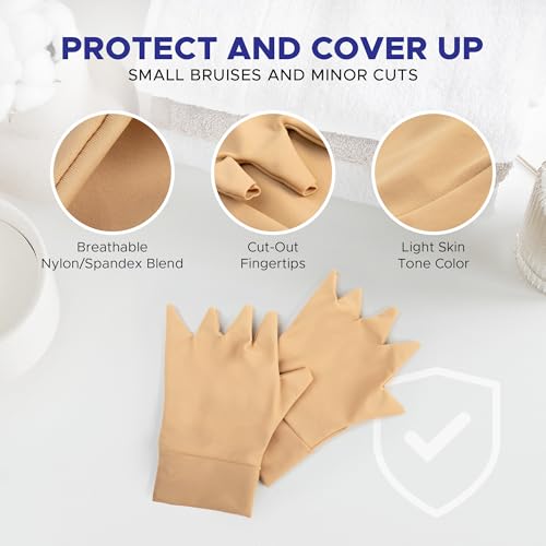 light skin tone fingerless gloves  made in usa  conceal bruises amp protect thinning skin