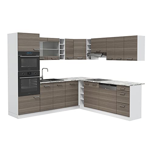Vicco Eckküche R-Line, Edelgrau, 247 x 46 cm ohne Arbeitsplatte, für Flexible Anordnung und modulare Erweiterung