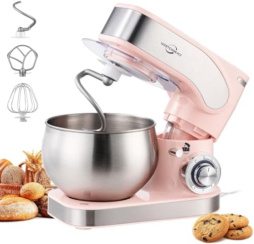 Electric Stand Mixer, 5.3QT Kitchen Mixer, 6+P Speed Tilt-Head El...