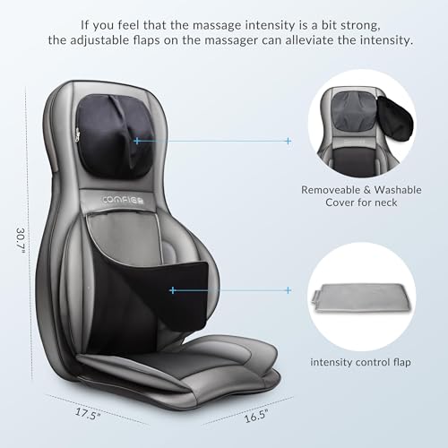 Miniatura 7 de Comfier Asiento De Masaje Shiatsu Para Espalda Y Cuello - Masajeador De Espalda 2d 3d De Amasamiento Completo Con Calor Y Compresor Ajustable, Masajeador De Cuerpo Completo
