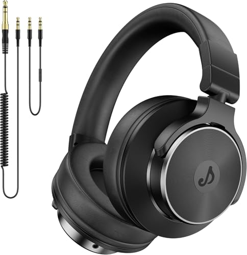 syndesmons Wired Headphones, Over Ear Headphones for Studio Monitor & Mixing DJ, Stereo Headsets with 50mm Drivers and 1/4 to 3.5mm Jack for Guitar AMP Podcast Keyboard Computer Recording, Black