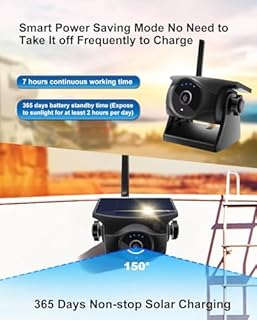 STONVUE Caméra de recul solaire sans fil 1080p – Caméra arrière/avant magnétique avec vision nocturne, veille de 365 jours, étanche, batterie rechargeable pour remorque, camping-car, camion, voiture