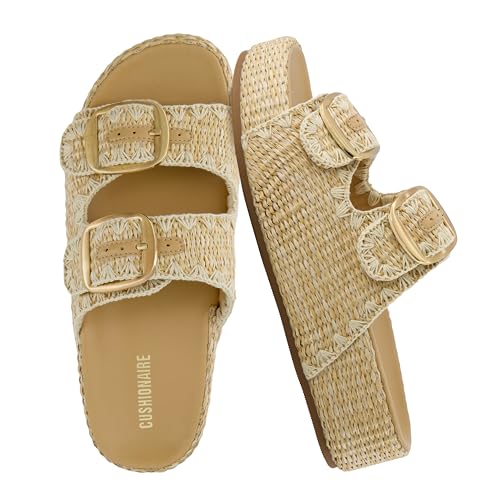 CUSHIONAIRE Panama Sandals for Women 2025 – Slip-On Casual, Lightweight Summer Slides - Platform Sandals Women Beach Footwear