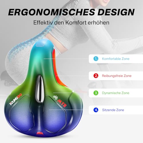 YOUNGDO Fahrradsattel, Gel Fahrradsitz, weicher, komfortabel atmungsaktiv stoßdämpfend, Ergonomisch Fahrrad Sattel mit wasserdichte Abdeckung